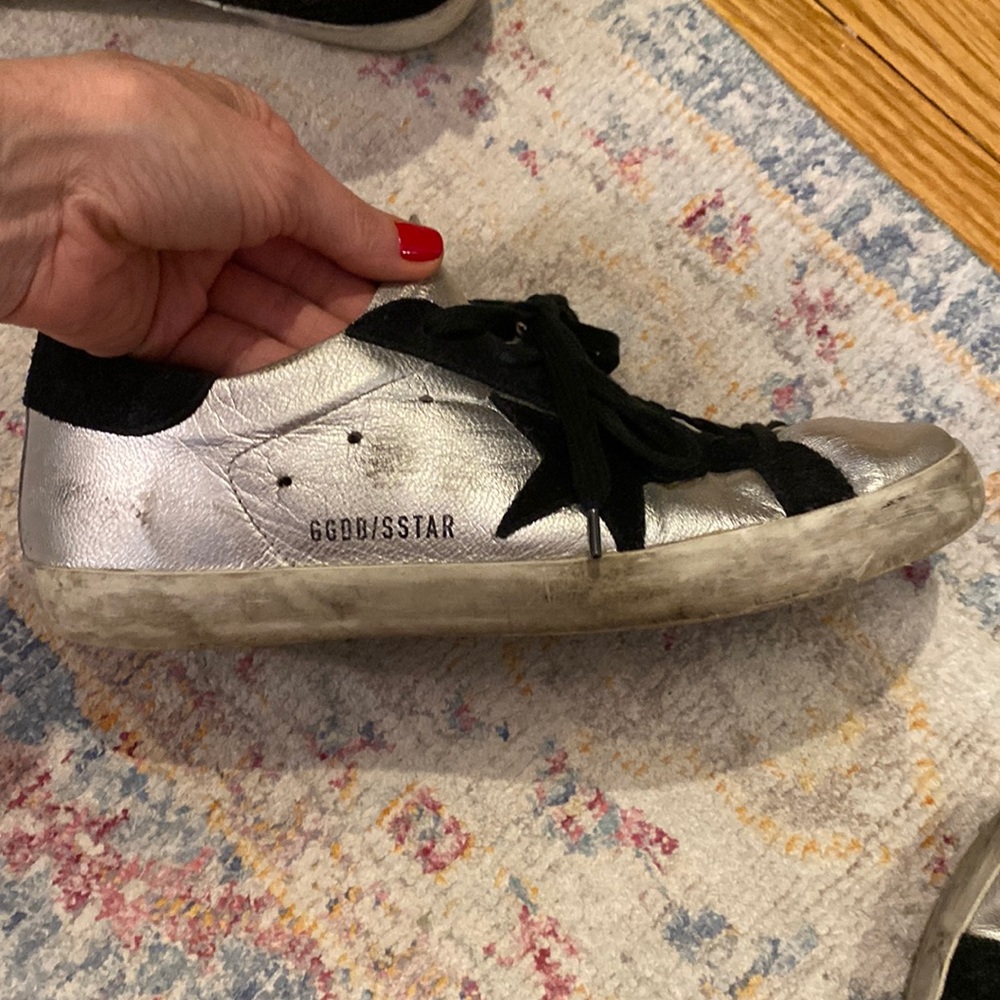 Silver and Black Golden Goose Sneakers size 39
